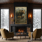Mother Bear and Cubs Crossing Double Exposure Wall Art