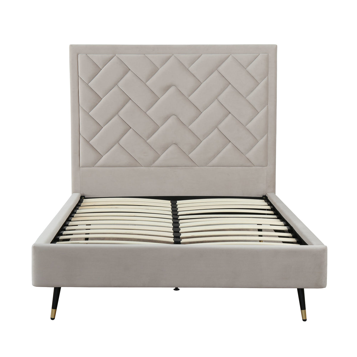 Crosby Upholstered Velvet Full Bed in Greige
