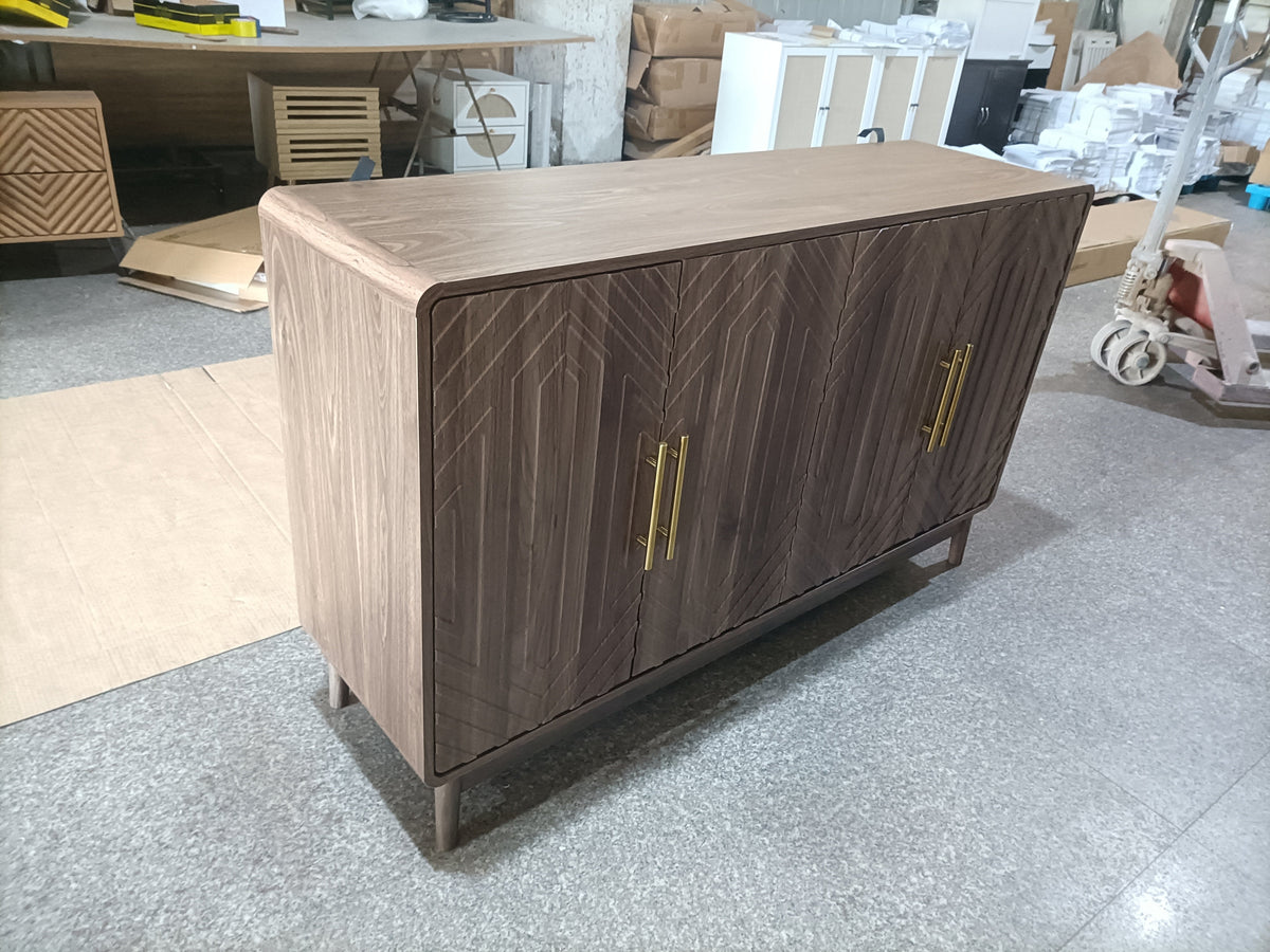 Carved 4-Door Sideboard Buffet Cabinet