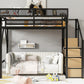 Full Size Loft Bed with Stairs and Storage Shelves