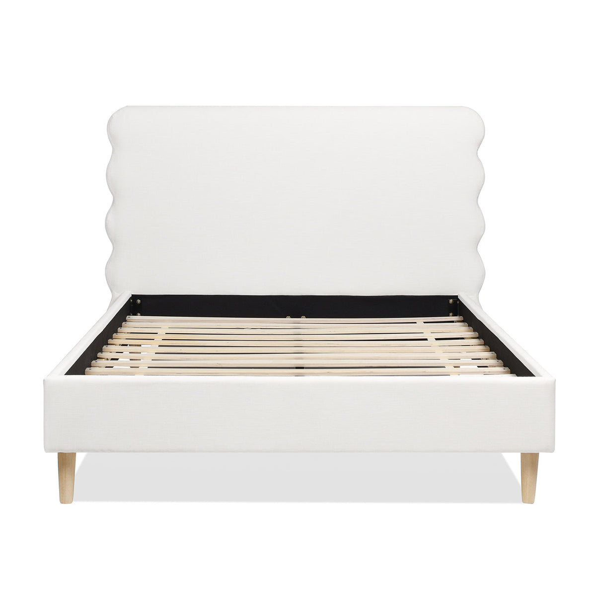 Stockholm Modern Wavy Headboard Platform Bed, Queen, Antique