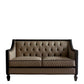 House Beatrice - Loveseat With 3 Pillows - Tan Synthetic Leather , Black Synthetic Leather & Charcoal