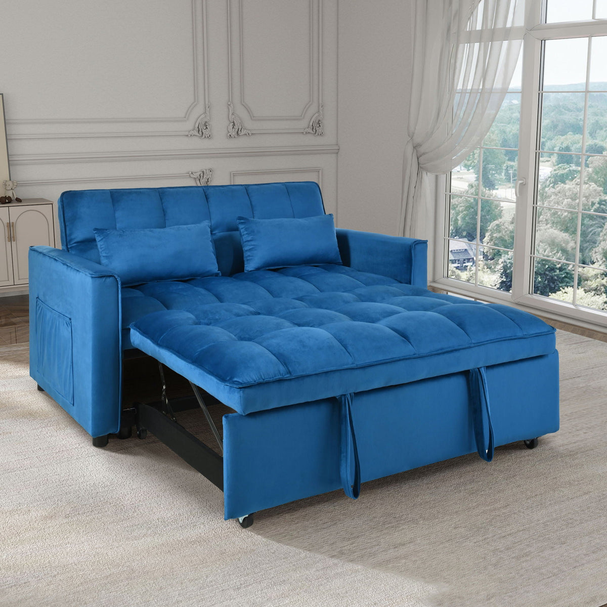 3 In 1 Pull Out Couch Convertible Sofa Bed With Reclining Backrest - view 11