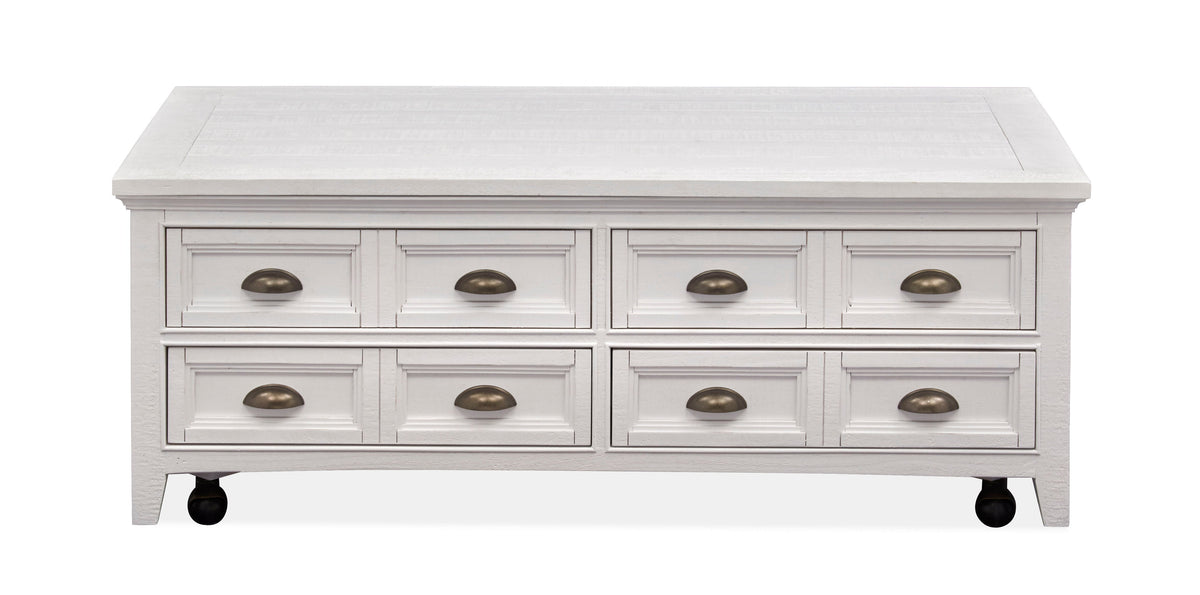 Heron Cove - Lift Top Storage Cocktail Table With Casters - Chalk White