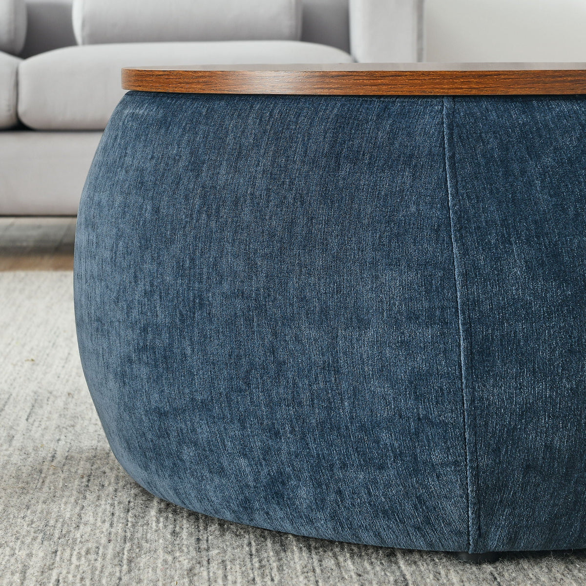 Round Storage Ottoman, 2 In 1 Function, End Table And Ottoman - view 17
