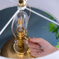 D15x25.7' Round Aluminum Sheet Gold Table Lamp with White Fabric Shade