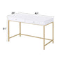 Ottey - Vanity Desk (Same 92540) - White High Gloss & Gold