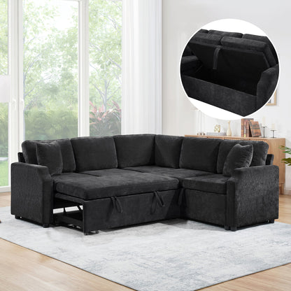 L-shaped Sectional Sofa Bed with Hidden Storage