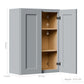 Gray Shaker Solid Wood Wall Cabinet with Soft-Close Doors