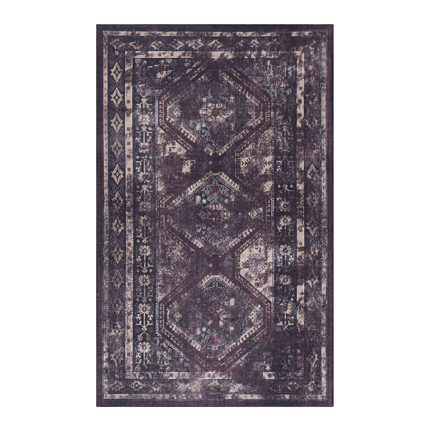 Maval Burgundy Washable Rug 8x10 Area Rug