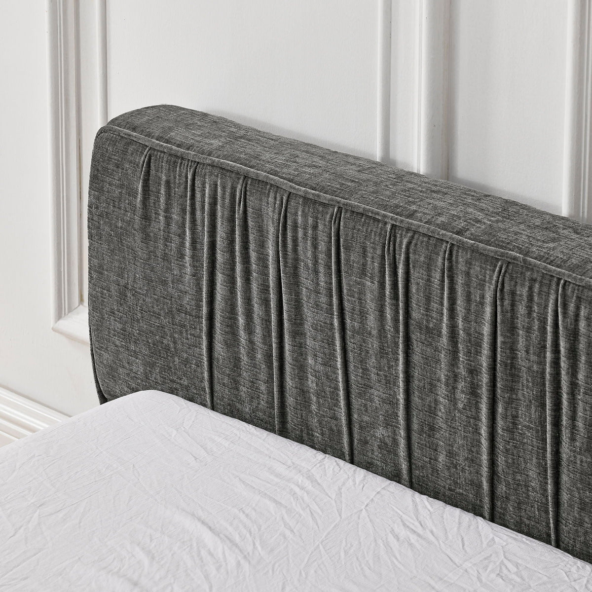 Modern Upholstered Platform Bed Frame With Pleated Design - view 5