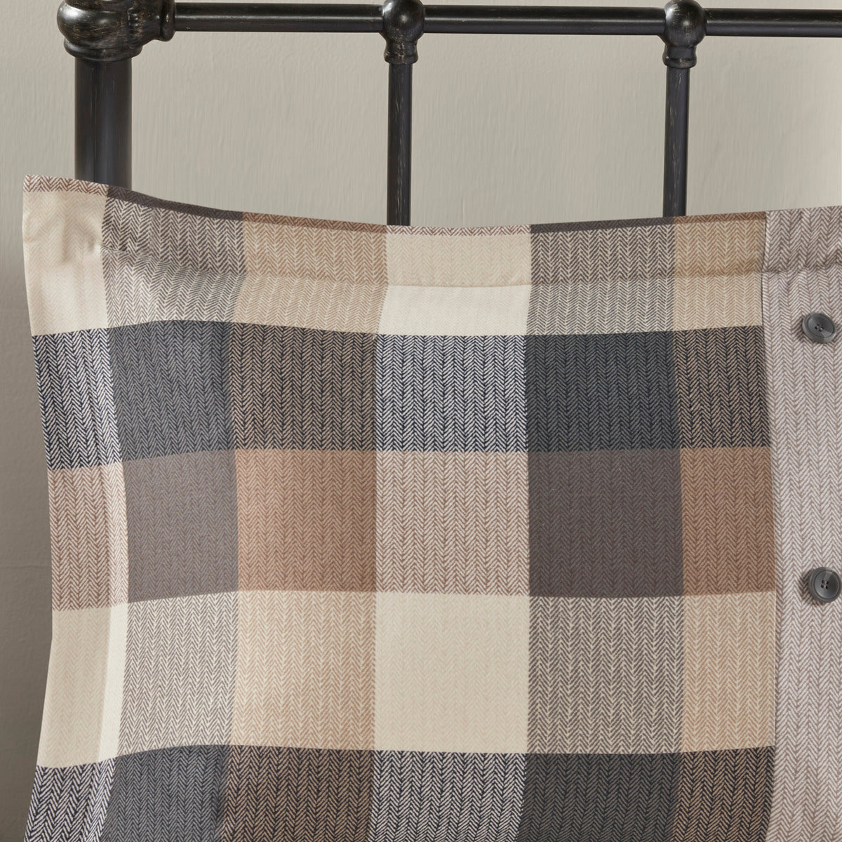 7 Piece Herringbone Comforter Set Neutral King