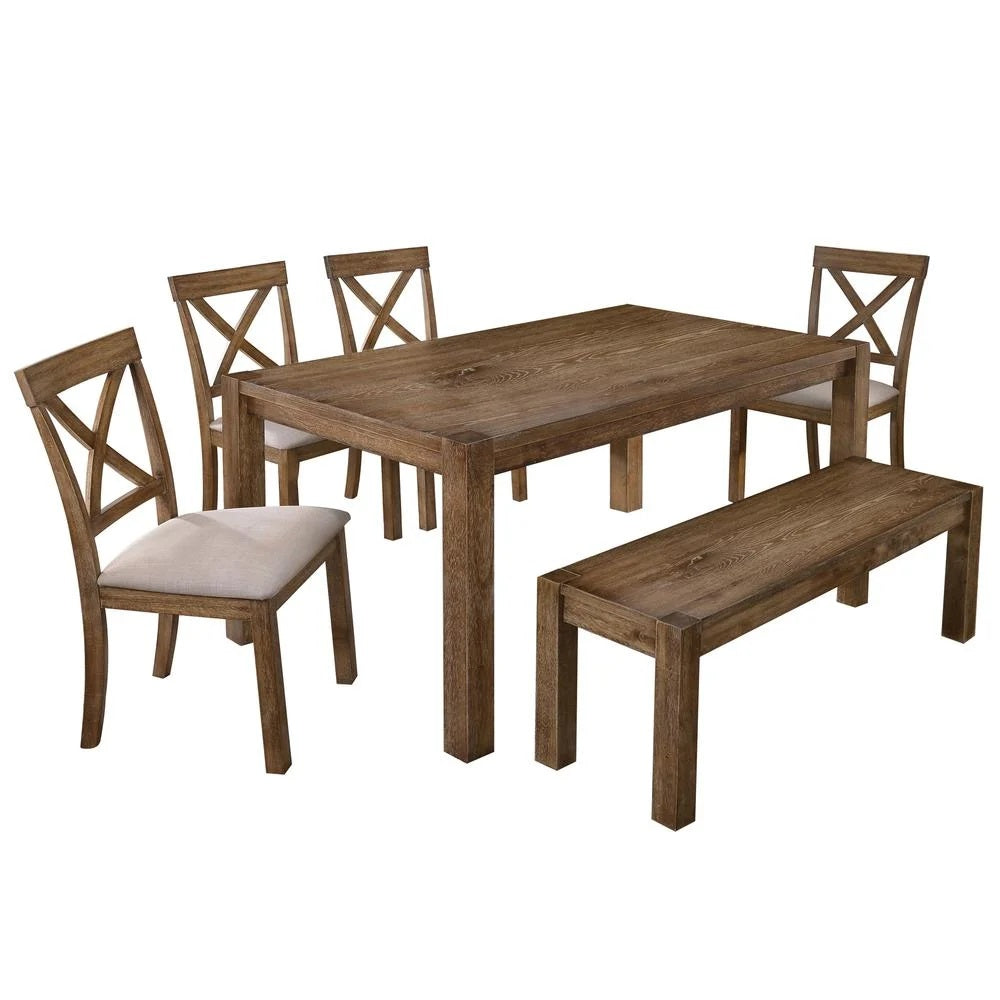 48" Transitional Wood Dining Bench in Driftwood