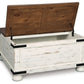 Wystfield - Cocktail Table with Storage - White / Brown