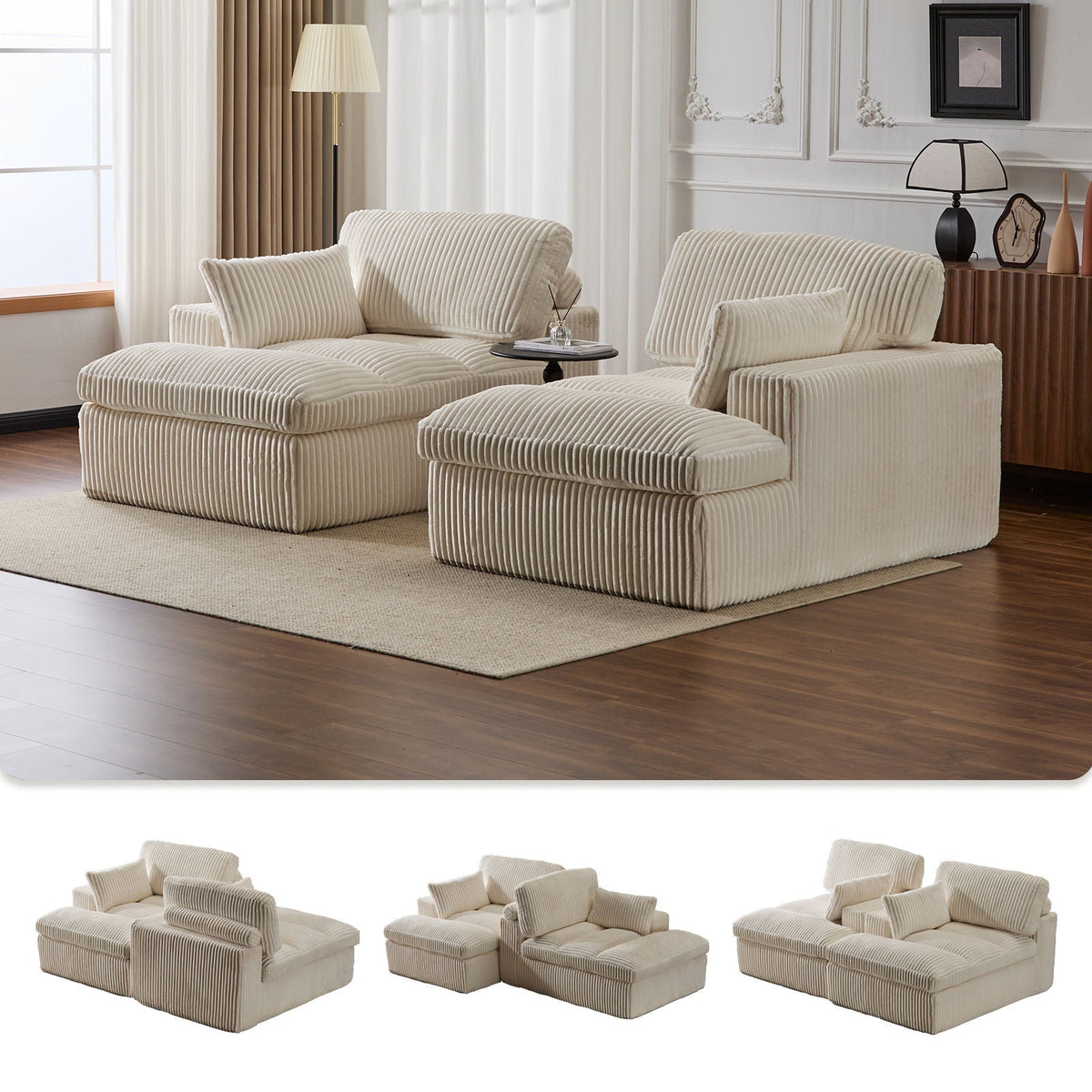 Double Chaise Lounge Chair, Oversized Upholstered Sleeper Cloud Couch - view 15