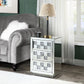 Noralie - 18" X 14" Accent Table With Faux Diamonds - Mirrored