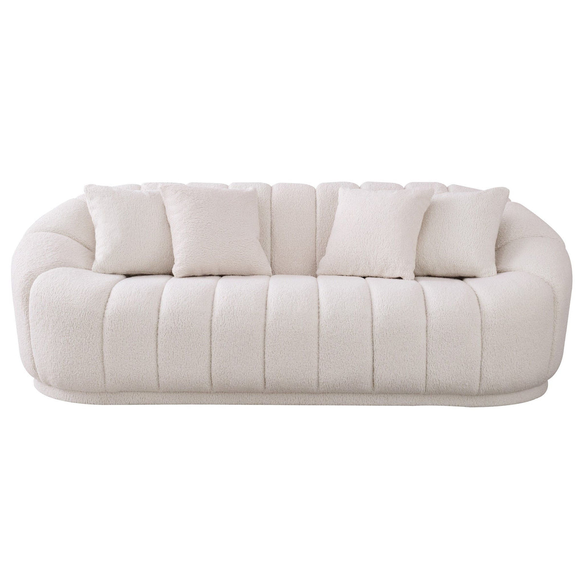 Maximilian - Modern Japandi Style Tight Back Boucle Couches - view 4
