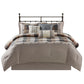 7 Piece Herringbone Comforter Set Neutral Queen