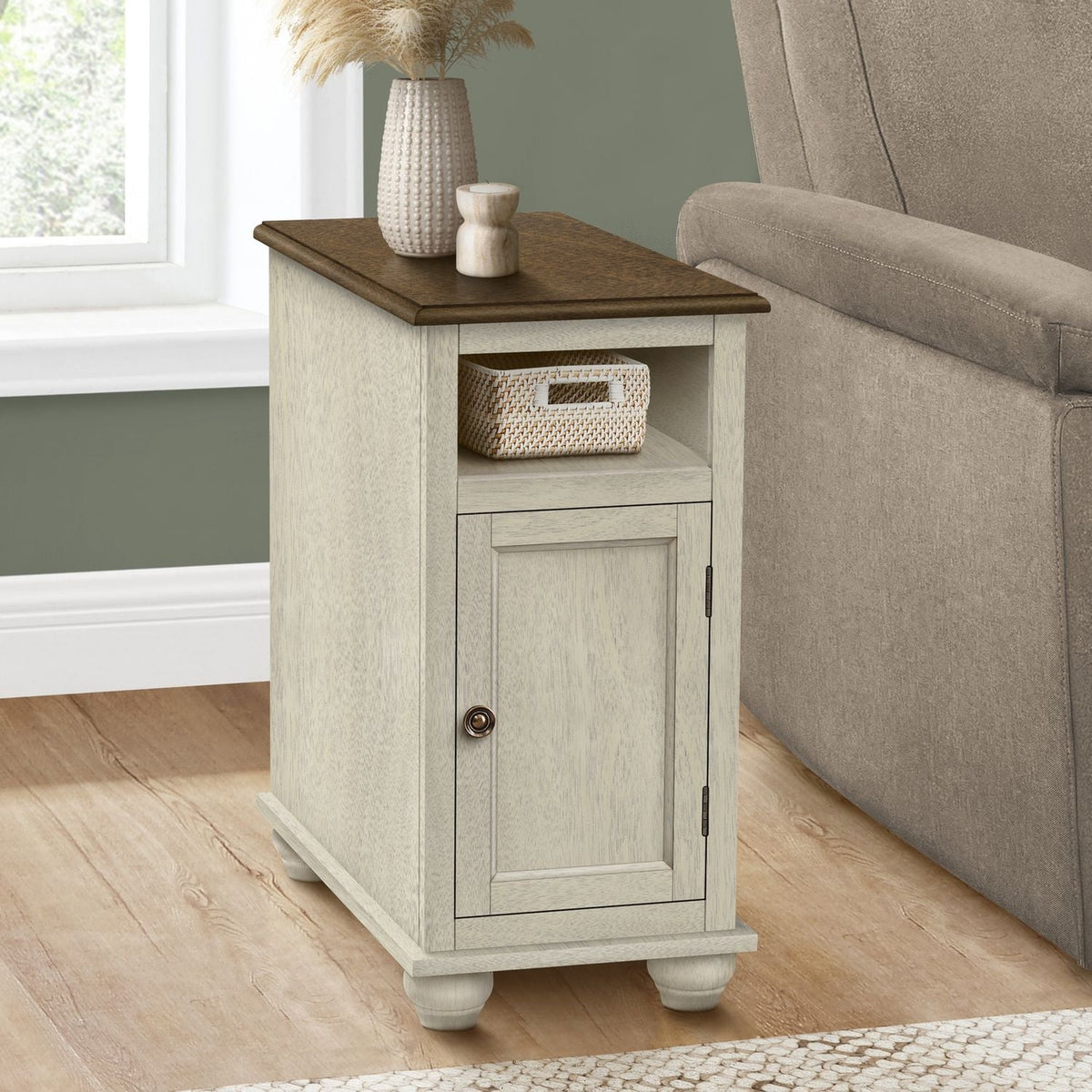 Accent End Table, Storage, Traditional - White - view 3
