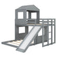 Wooden Twin Over Full Bunk Bed, Loft Bed with Playhouse