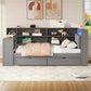 Wood Twin Size Platform Bed with Storage Shelves and Charging Station