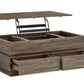 Baisden - Lift Top Storage Cocktail Table With Casters - Tobacco