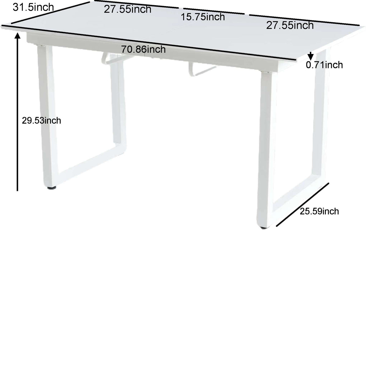 Square Extendable Dining Table With Metal Leg, Modern Space Saving Kitchen Table For Living Room - view 9