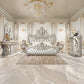 Sandoval - Eastern King Bed - Beige Synthetic Leather & Champagne