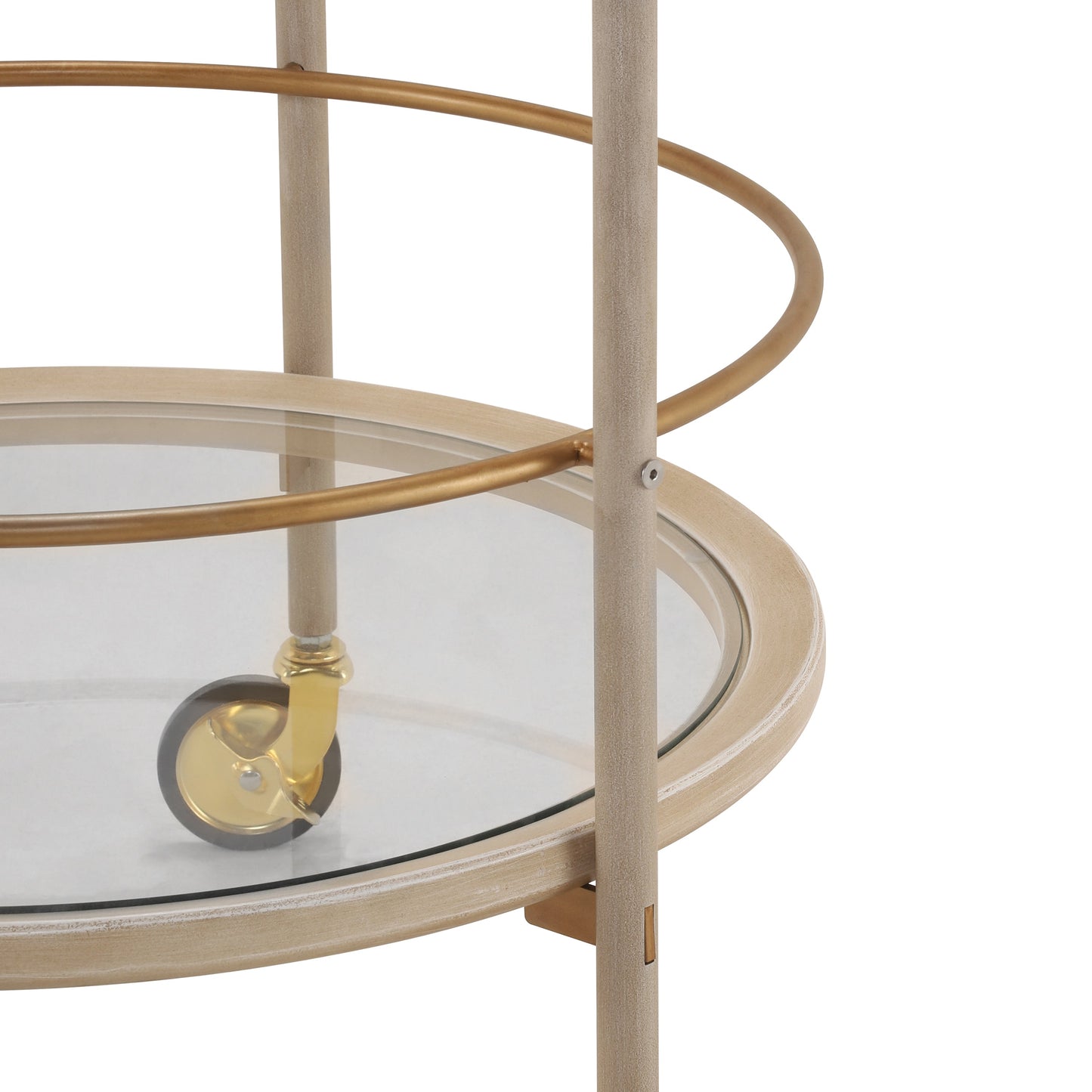 Round Bar Cart with Tempered Glass Shelves