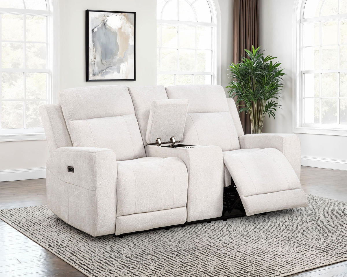 Kennett Chenille Upholstered Power Reclining Loveseat Ivory - view 4