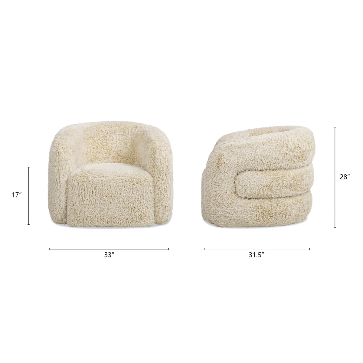 Colt 33" Fur Swivel Upholstered Barrel Accent Arm Chair