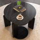 Nesting Round Wood Coffee Table with End Table Set of 2