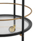 Modern Round Bar Cart with Tempered Glass Shelves