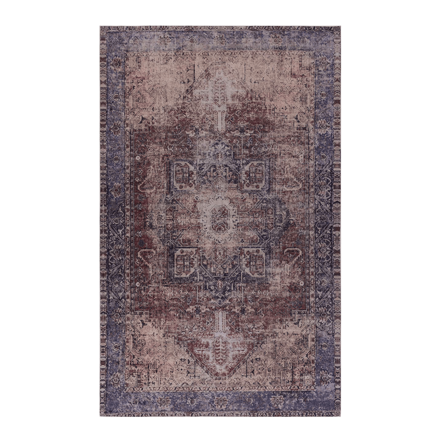 MAVAL Burgundy Washable Area Rug 4x6