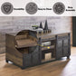 Nineel - Coffee Table - Obscure Glass, Rustic Oak & Black