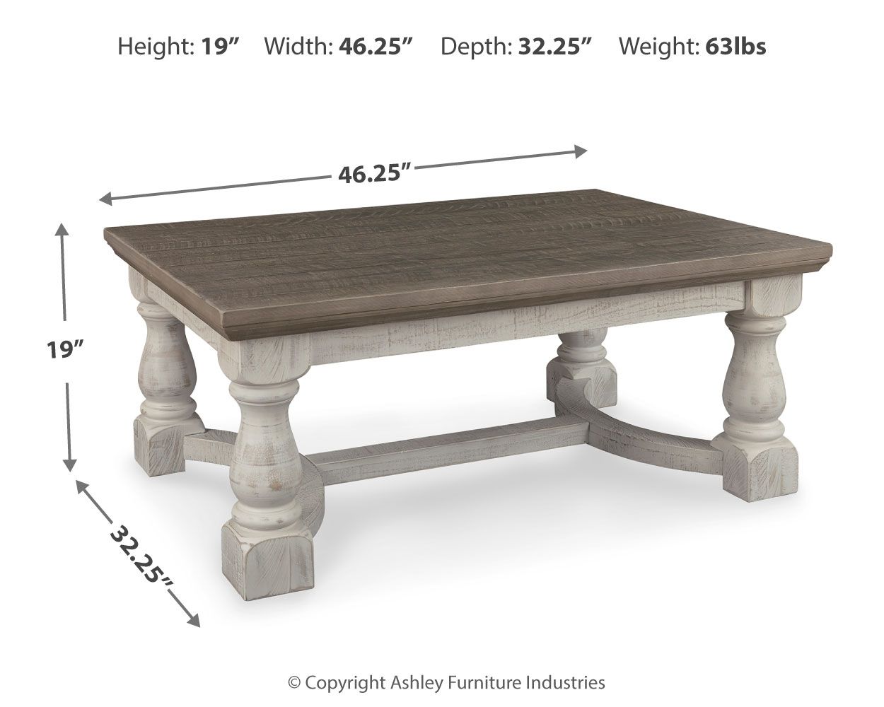 Havalance - Rectangular Cocktail Table - Gray / White