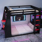 Full Size Wooden Gaming Bunk Bed with Desk and Storage