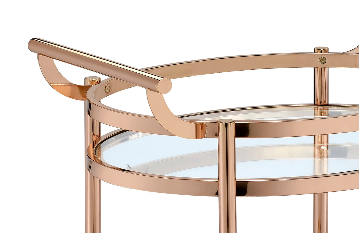 Lakelyn Clear Glass & Rose Serving Cart