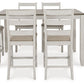 Skempton - Counter Height Dining Table and Bar Stools (Set of 7) - White / Light Brown