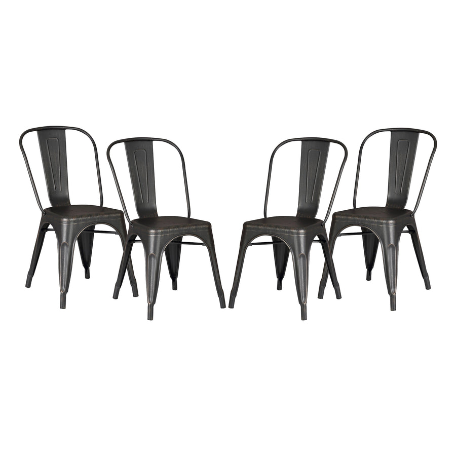 Set of 4 Stackable Metal Dining Chairs