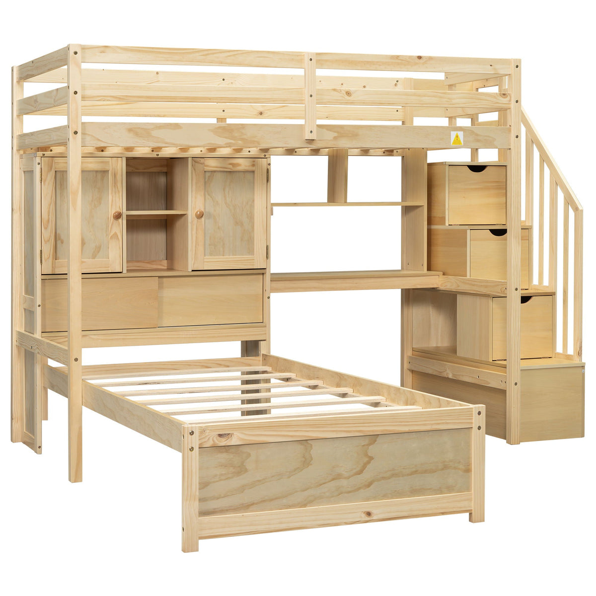 Loft Bed With Built In Desk And Staircase - view 2