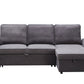 Modern Modular L-Shaped Sofa Bed with Chaise Dark Grey Linen