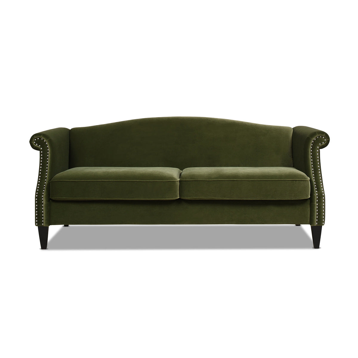 Elaine 77" Camel Back Small Space Sofa, Olive