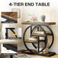 25.59" Industrial 4-Tier Narrow End Table with Storage Shelves