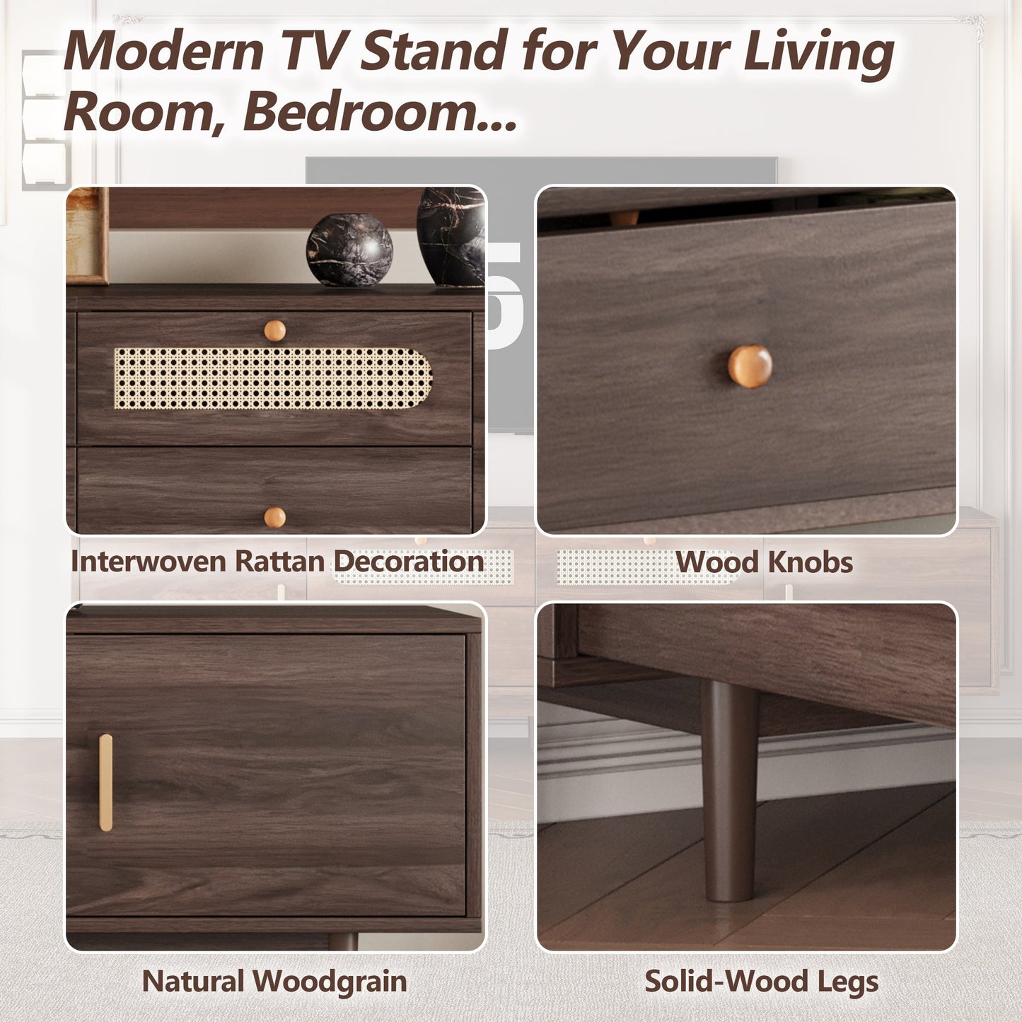 76" TV Stand with Drawers for Modern Living