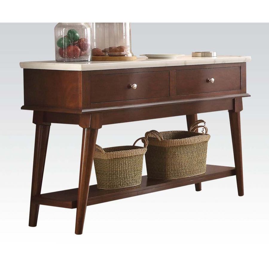 Gasha - Server - White Marble Top & Walnut