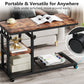 Rustic 32” Width Adjustable C-Shaped End Table with Wheels