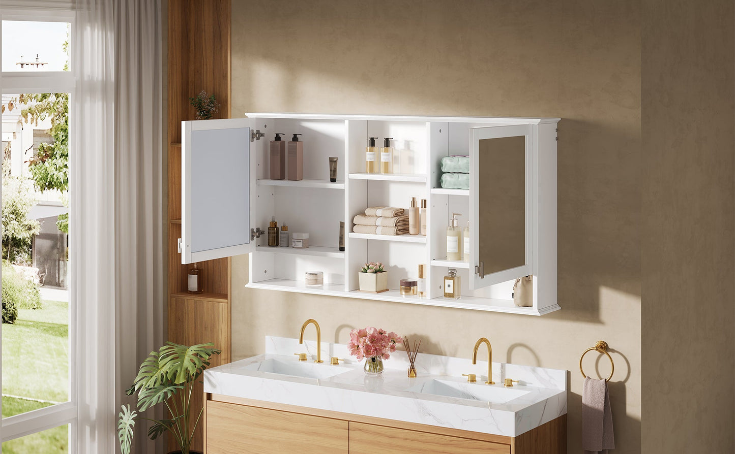 55-Inch Wall-Mount 2-in-1 Mirror Cabinet
