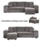 Modern L-Shape 3 Seat Reversible Sectional Couch, Pull Out Sleeper Sofa With Storage Chaise And 2 Stools For - view 10