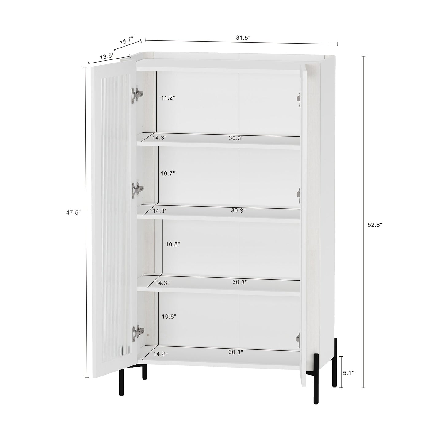 Abbey 32" Tempered Glass Bookcase Cabinet